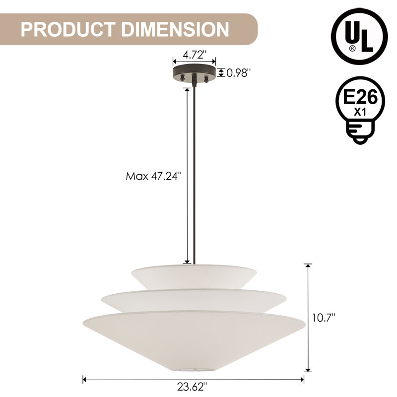 Dakota Fields Dia 23.62 Inches, 1-Light Modern Farmhouse